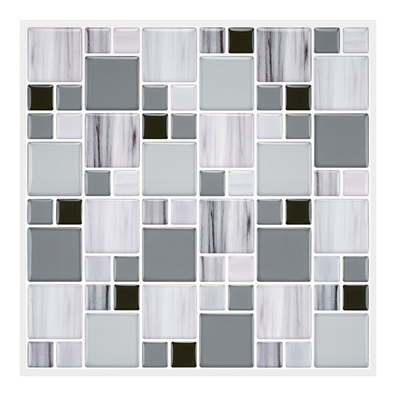 Grey mosaic peel and stick wall tile